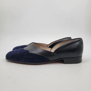 New & Lingwood Navy Eton Cord Slippers Made in England UK 8.5 EU 42 US 9.5 Luxe
